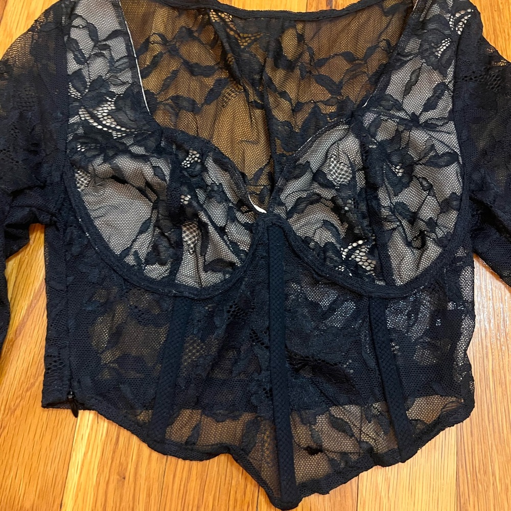 Black Lace Sheer Top